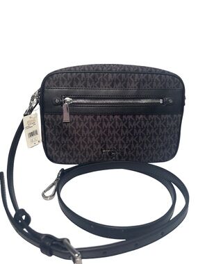 Michael Kors Jet Set Nylon Monogram Crossbody Bag in Black NWT!